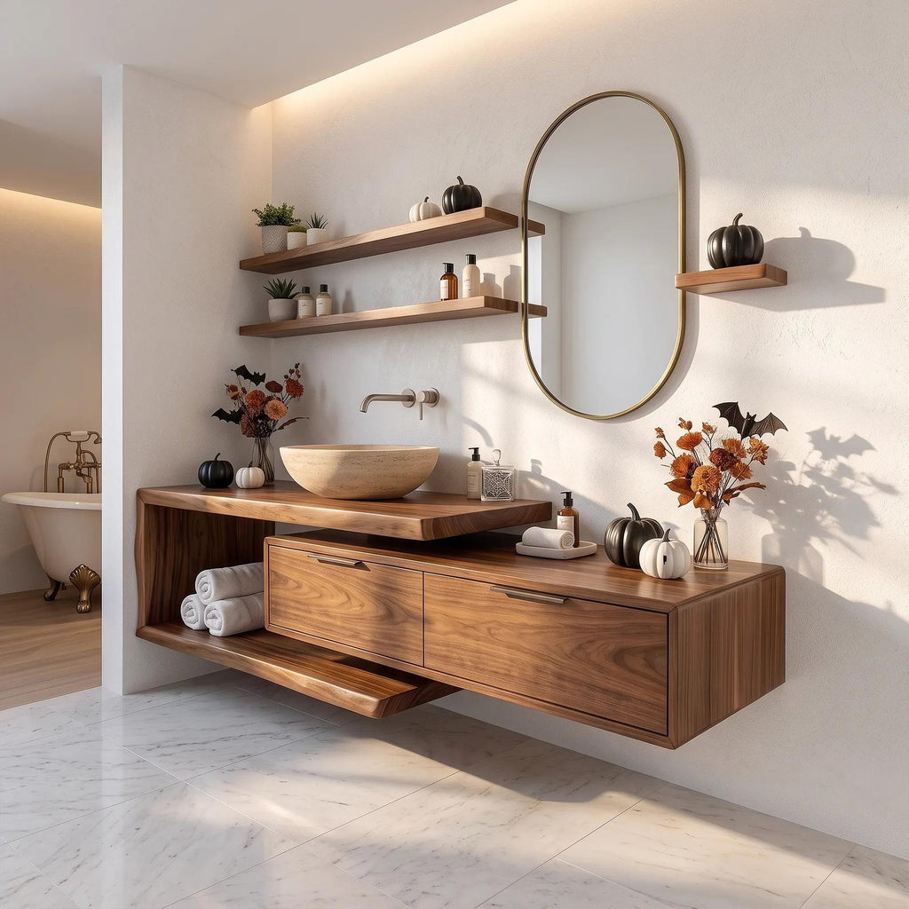 Handcrafted Mid Century Floating Vanity Primary Ensuite