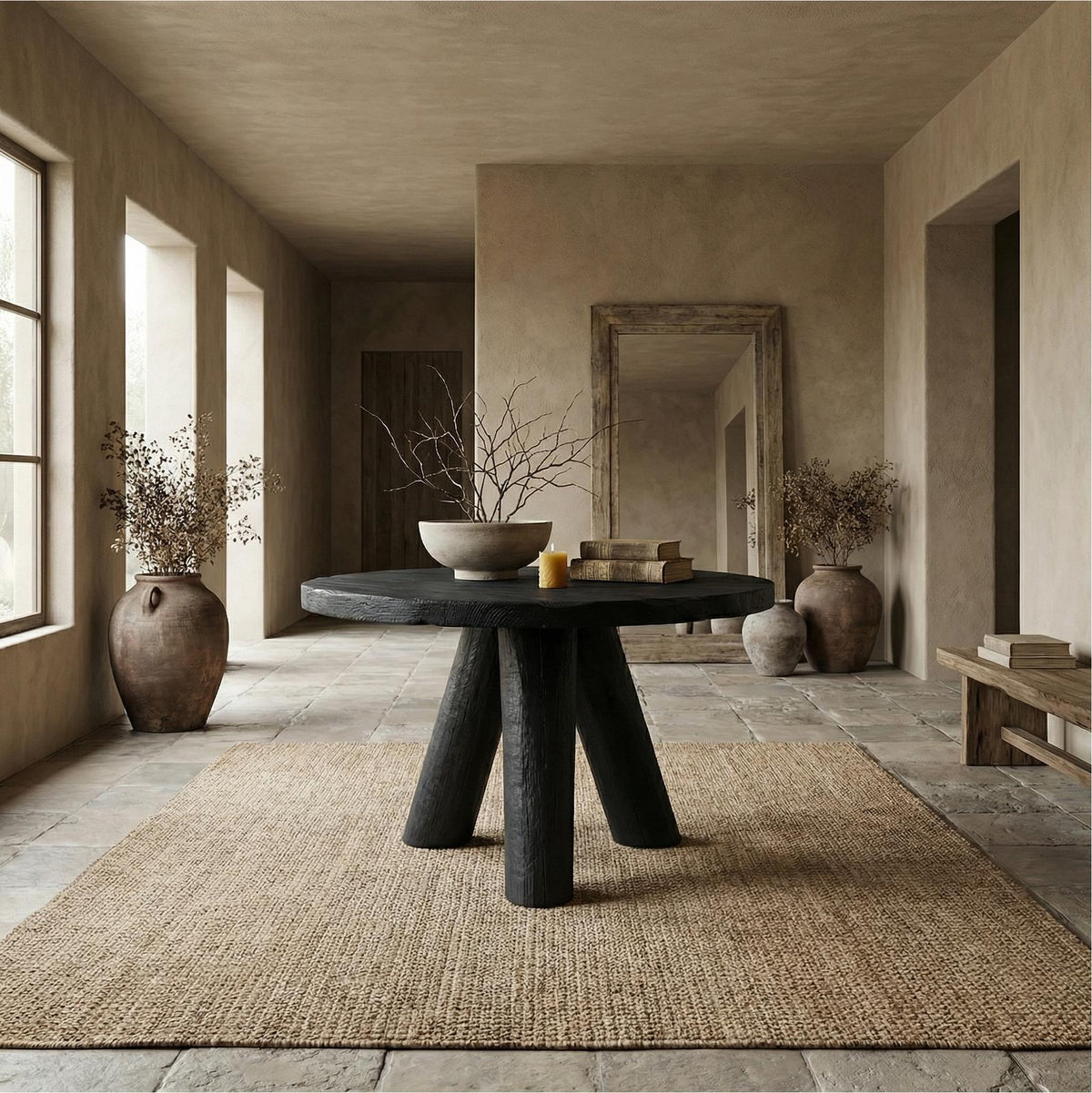 Rustic Foyer Table, Solid Wood Entryway Table, Handcrafted Pedestal Accent Table for Living Room