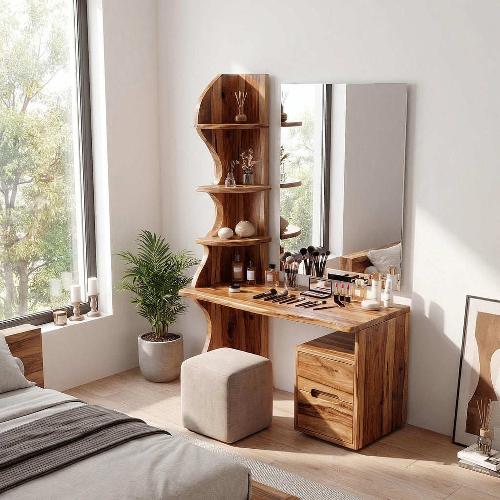 Spry Interior Luxury Vanity Table with Drawers, Premium Wood Bedroom Dressing Desk & Makeup Station, SILDTTRMV010