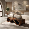 Spry Interior Contemporary Natural Wood Coffee Table, Unique Organic Form Solid Wood Center Table for Living Room, Model RTTHHNCF075