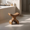 Mid Century Solid Wood Bath Seat, Handcrafted Shower Bench & Spa Stool for Modern Bathroom Furniture Decor