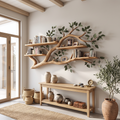 Rustic Wall Mounted Branch Bookshelf, Solid Wood Hanging Floating Bookcase & Decorative Display for Living Room Storage