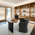 Modern Solid Wood Office Desk, Executive Writing Table & Study Workstation for Home Office, Workspace