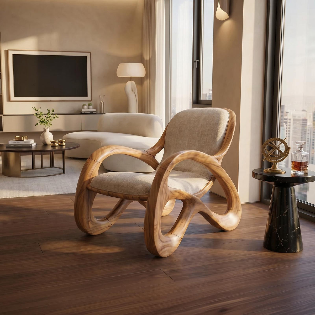 Premium Walnut Armchair for Open-Concept Modern Living Spaces SILDTTRCHR031