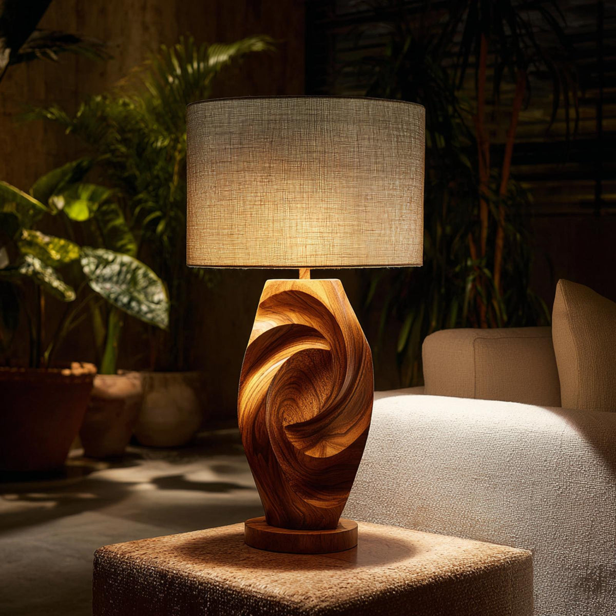 Minimalist Wood Ambient Lamp, Handcrafted Sculptural Table Nightlight for Bedroom Nightstand & Living Room Corner Accent, SILDTTRLAM038