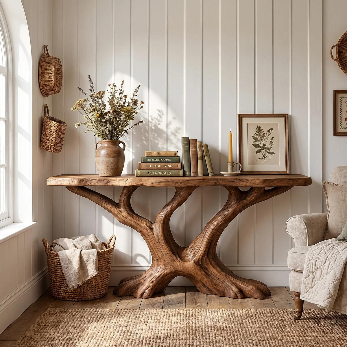 Contemporary Sculptural Console Table Modern Entryway