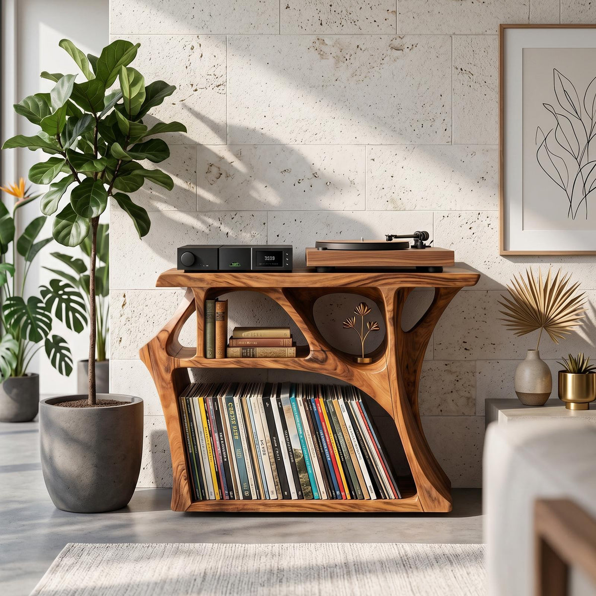 Mid Century Record Stand Living Room Decor Essential