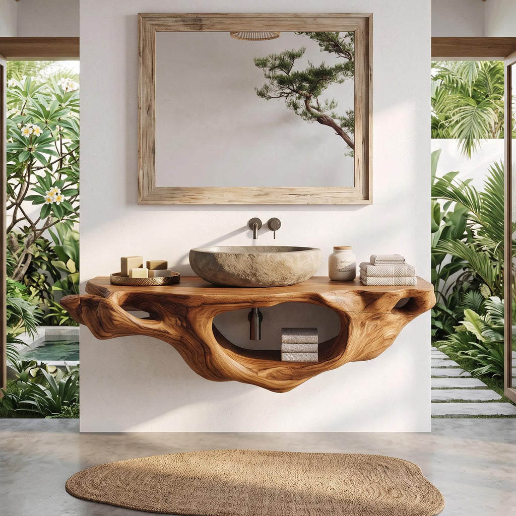 Farmhouse Live Edge Vanity For Bathroom Decor Ideas