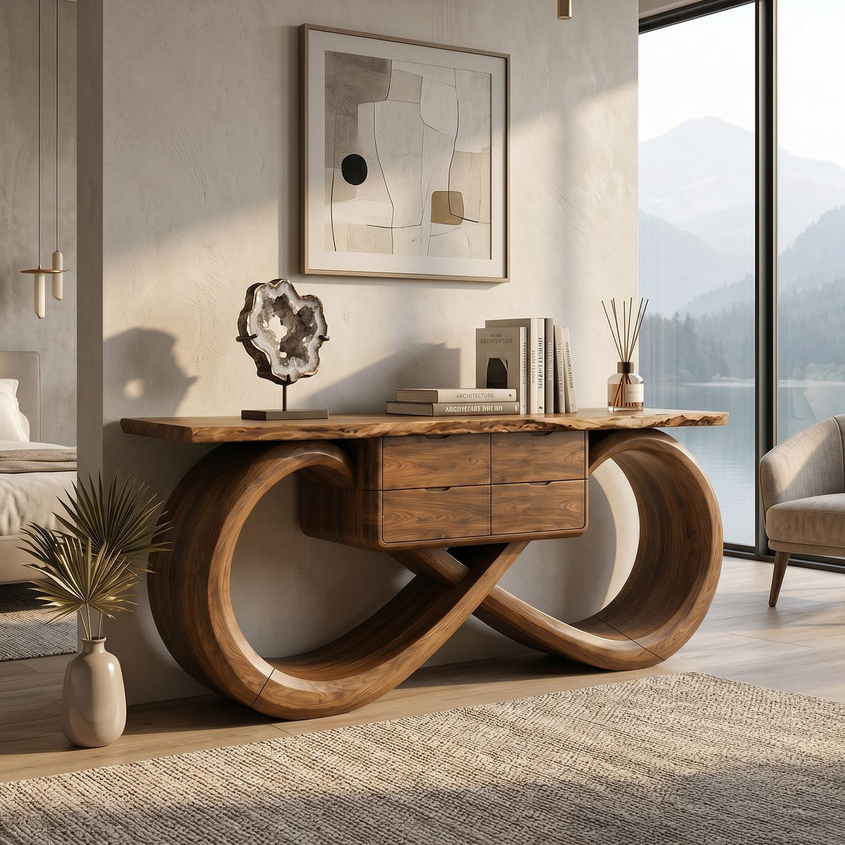 Organic Sculptural Console Table Contemporary Hallway