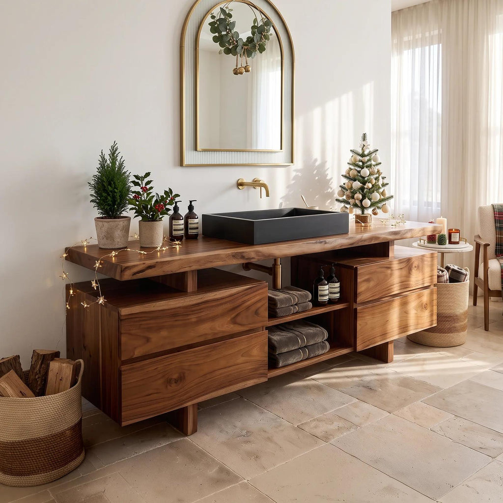 Rustic Christmas Storage Bathroom Vanity Lake House