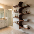Organic Sculptural Natural Wood Bathroom Shelf For Spa