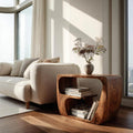 Quiet Luxury Wooden Side Table with Open Storage, Handcrafted Solid Wood End Table for Living Room & Lounge, Model