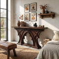 Rustic Halloween Console Table With Bat Wing Inspired Design For Hallway