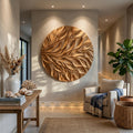 Coastal Wall Art with Flowing Leaf Design, Carved Wood Foliage Wall Decor Panel for Hallway