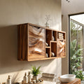 Spry Interior Organic Wave Panel Bathroom Cabinet, Solid Wood Spa Lounge Wall Mounted Storage Vanity, SILDTTRBRC013