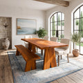 Rustic Solid Wood Dining Table, Farmhouse Wooden Kitchen & Dining Room Dinner Table, Model