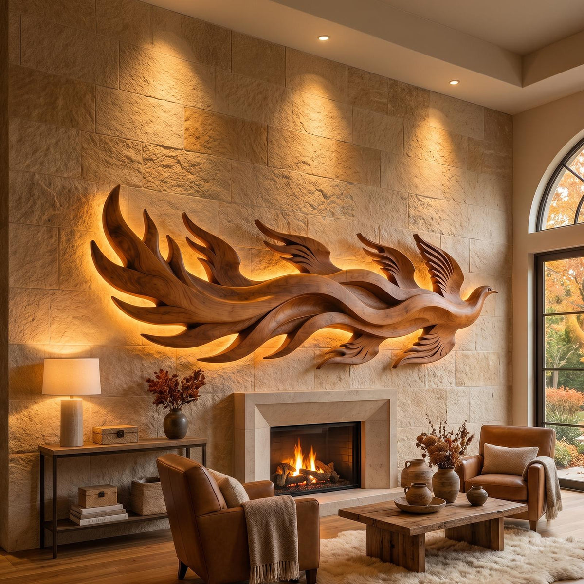 Minimalist Dimensional Wood Wall Art, Modern 3D Abstract Wall Decor Panel for Luxury Hotel Suite and Lounge