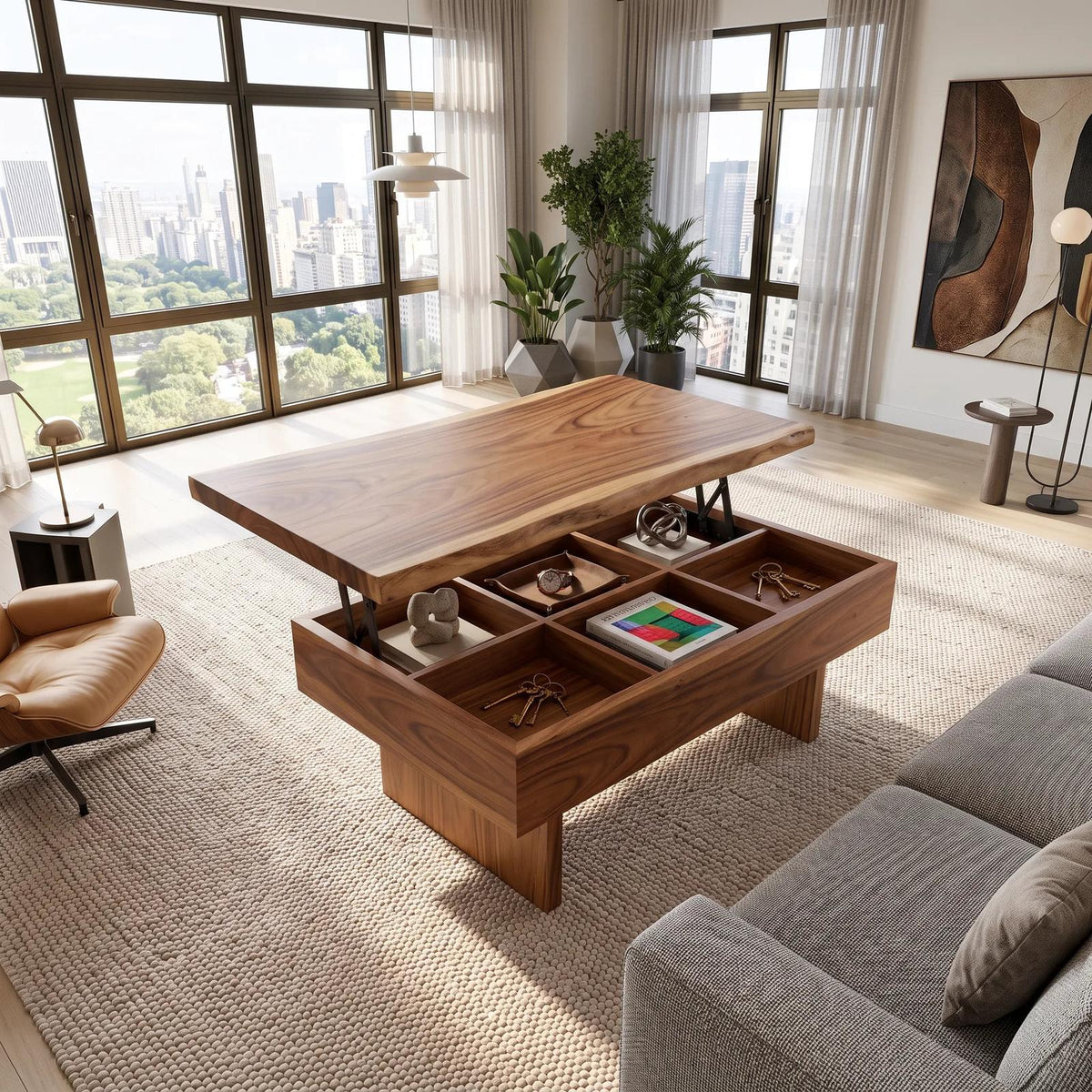 Contemporary Storage Lift Top Coffee Table City Apartment