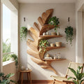 Contemporary Floating Wall Shelf, Handcrafted Minimalist Solid Wood Entrance Storage Organizer & Display Rack
