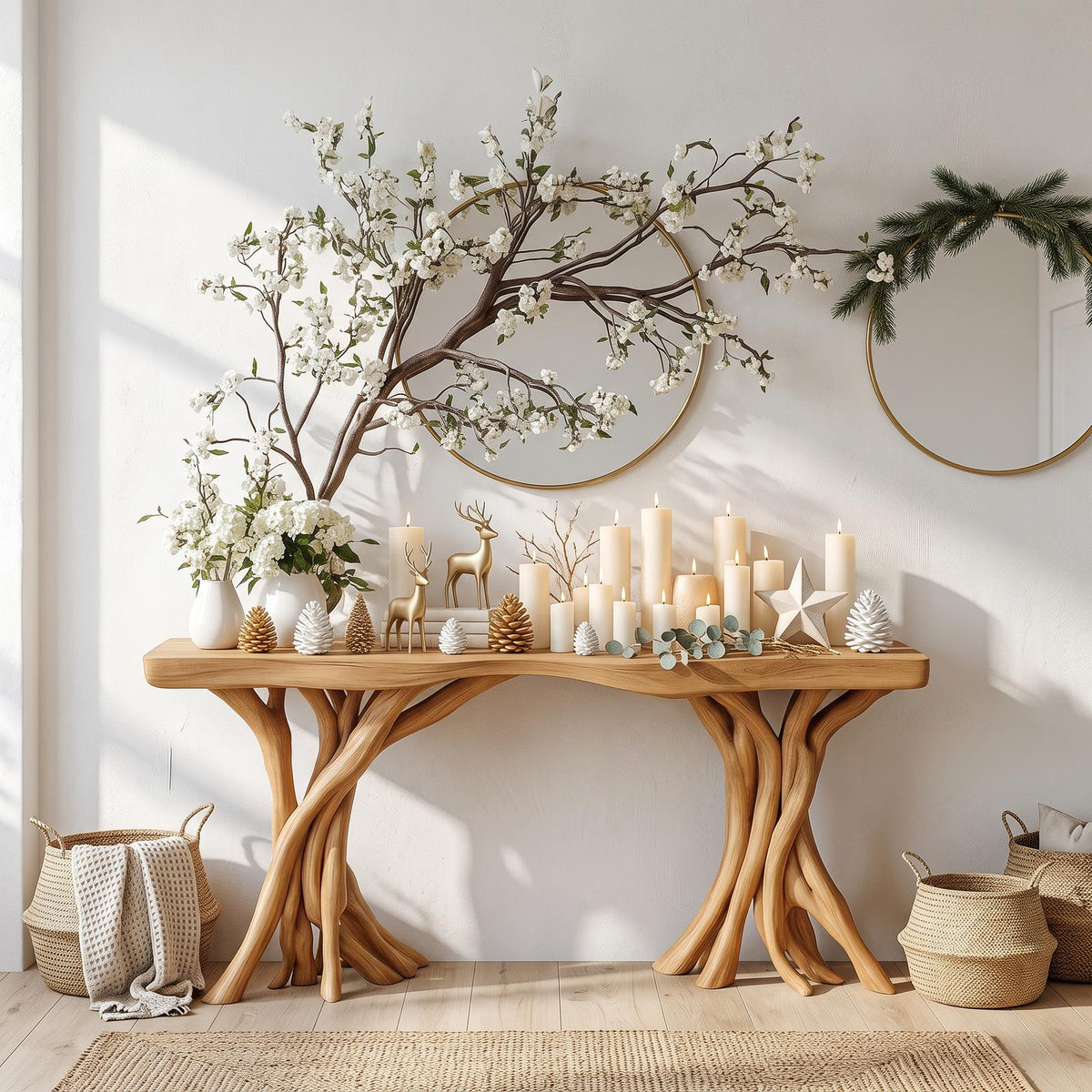 Driftwood Console Table Organic Wood Rustic Art Gift