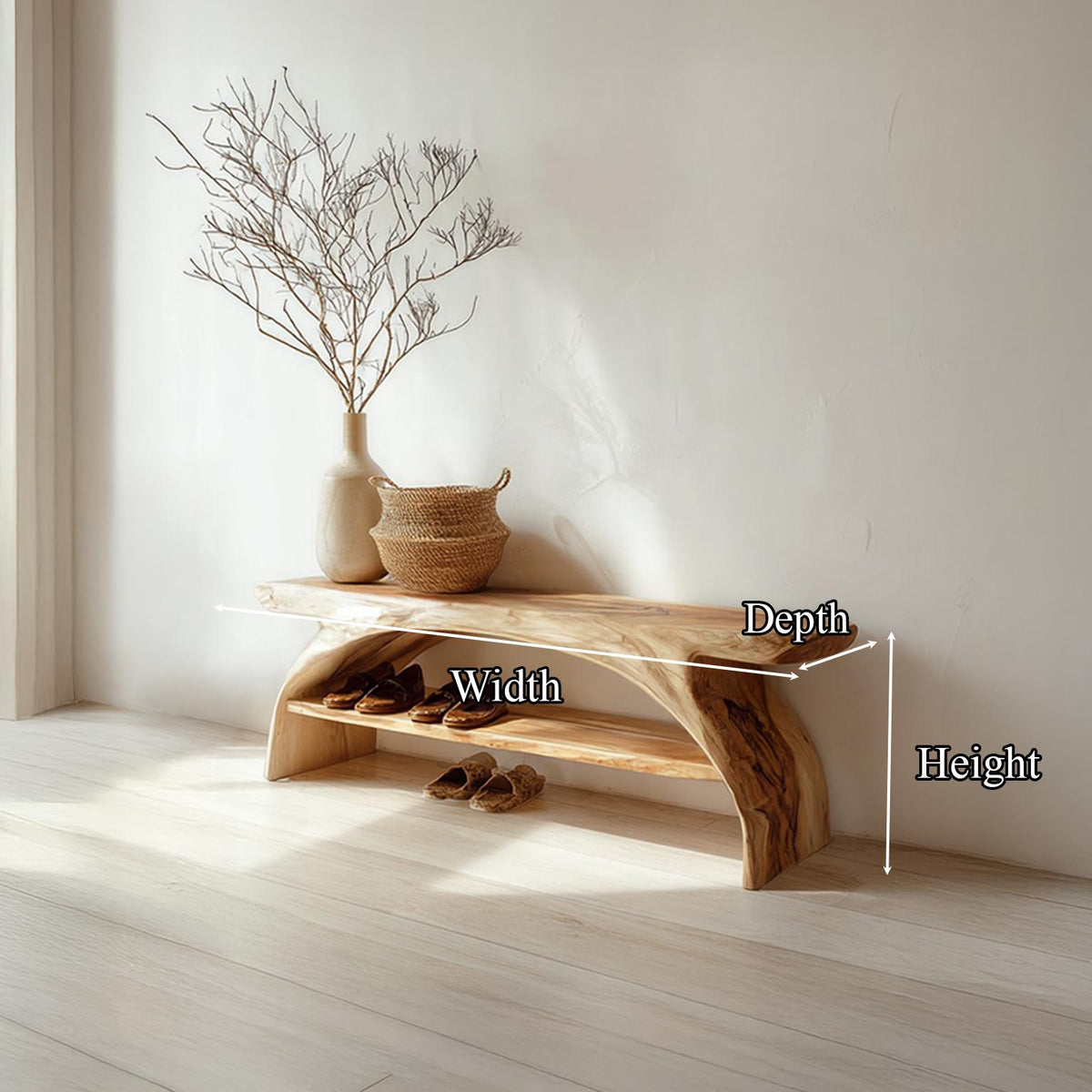 Rustic Shoe Storage Bench Entryway Living Room