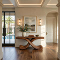 Modern Sculptural Console Table with Twisted Base, Handcrafted Wood Entryway Table for Foyer & Living Room, Model