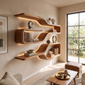 Mid Century Live Edge Wood Shelves for Dining Room