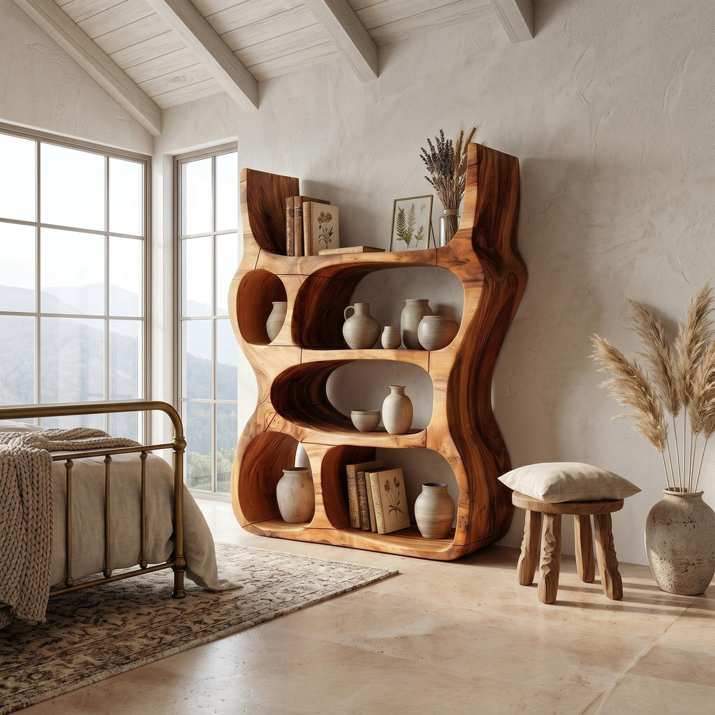 Artisan Organic Wooden Display Shelf For Cozy Interiors SILDTTRBS048