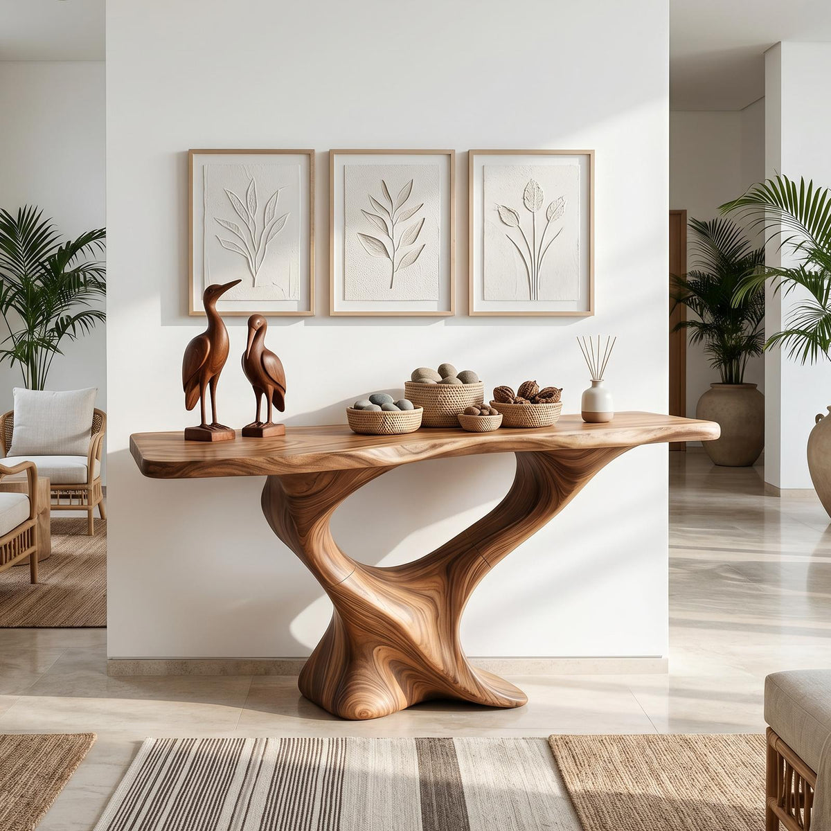 Farmhouse Wooden Console Table Entryway Decor
