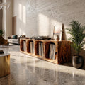 Contemporary Arch Wood Vinyl Storage Cabinet, Handcrafted Modern Record Player Stand for Audiophile, Model