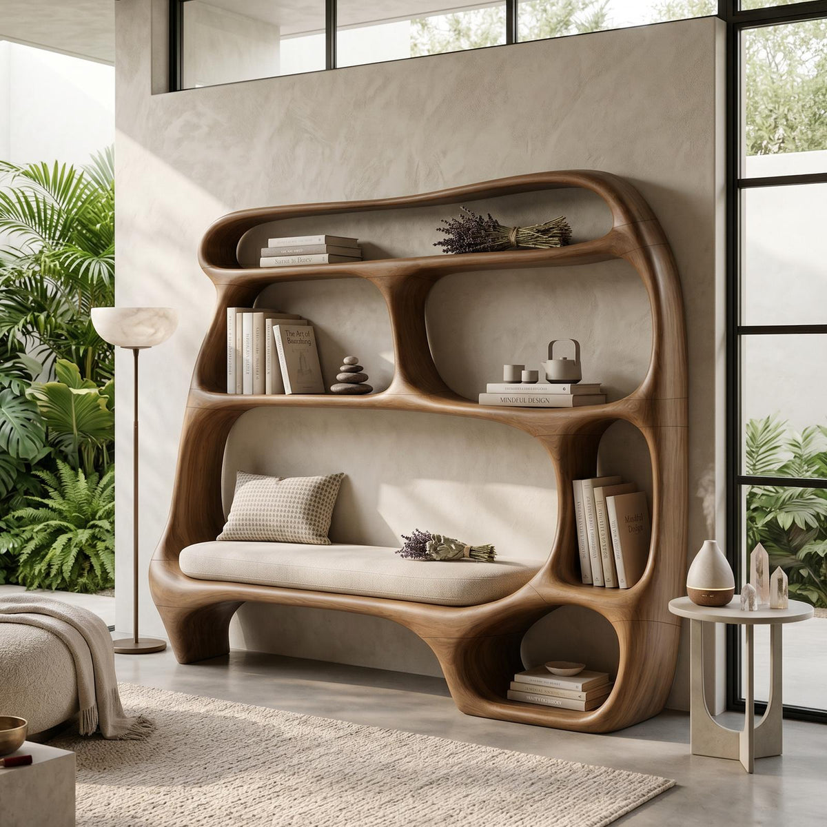 Contemporary Organic Bookshelf For Modern Living Room SILDTTNBS035