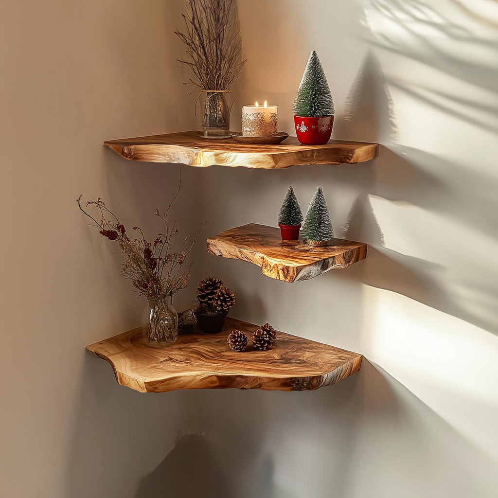 Oak Floating Corner Shelf Rustic Floating Shelf Christmas Gifts