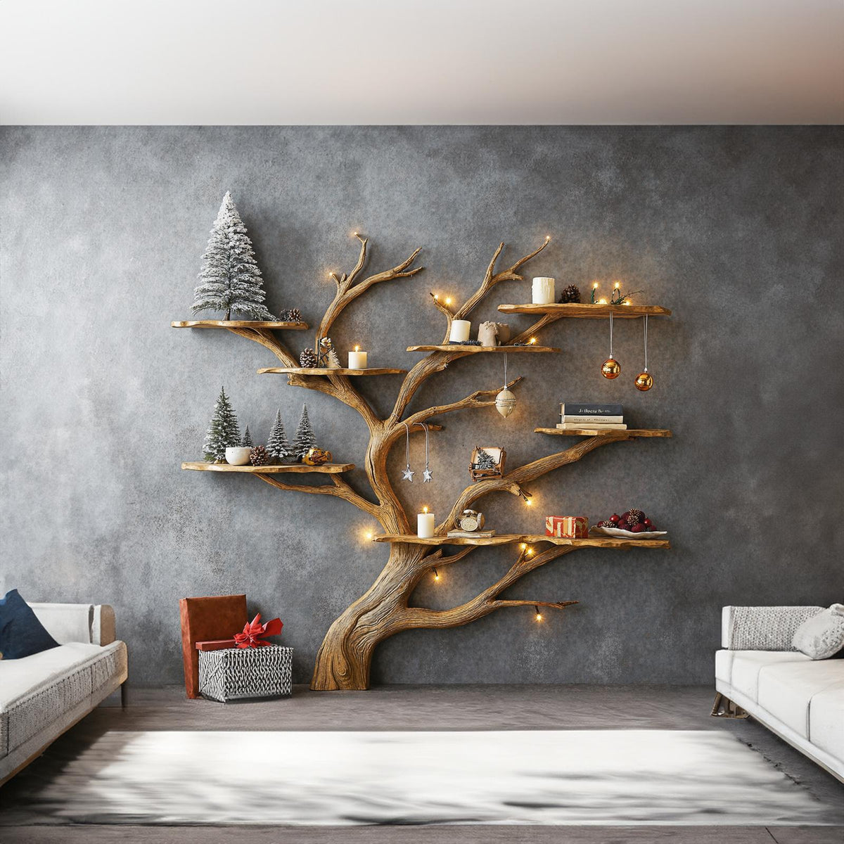 Tree Branch Montessori Bookshelf Mid Century Bookcase Home Decor