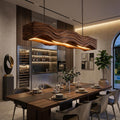 Teezano Sculpted Hanging Lamp, Handcrafted Wooden Pendant Light with Flowing Wave Carvings for Dining Room & Kitchen, RTTHTTCE015