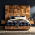Spry Interior Rustic Square Panel Headboard, Handcrafted Reclaimed Solid Wood Bed Headboard for Modern Farmhouse Bedroom, SILDTTRHB004