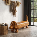 Rustic Dachshund Storage Bench For Entryway And Mudroom