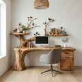 Sculptural Tree Desk With Floating Shelf Natural Branch Design Home Office And Workspace