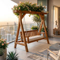 Elegant Wooden Swing With Planter Frame