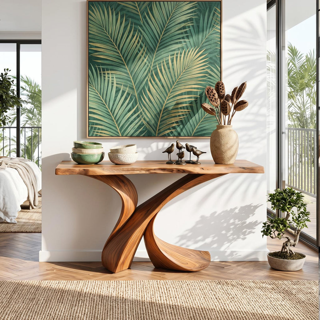 Rustic Wood Console Table Entryway Design