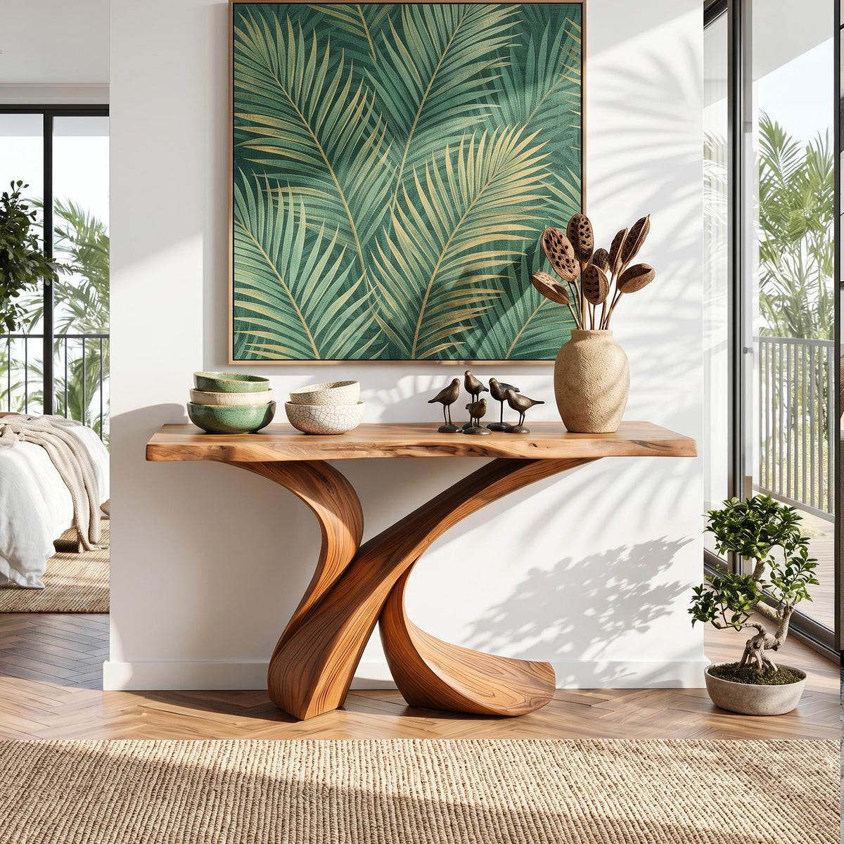 Rustic Wood Console Table Entryway Design