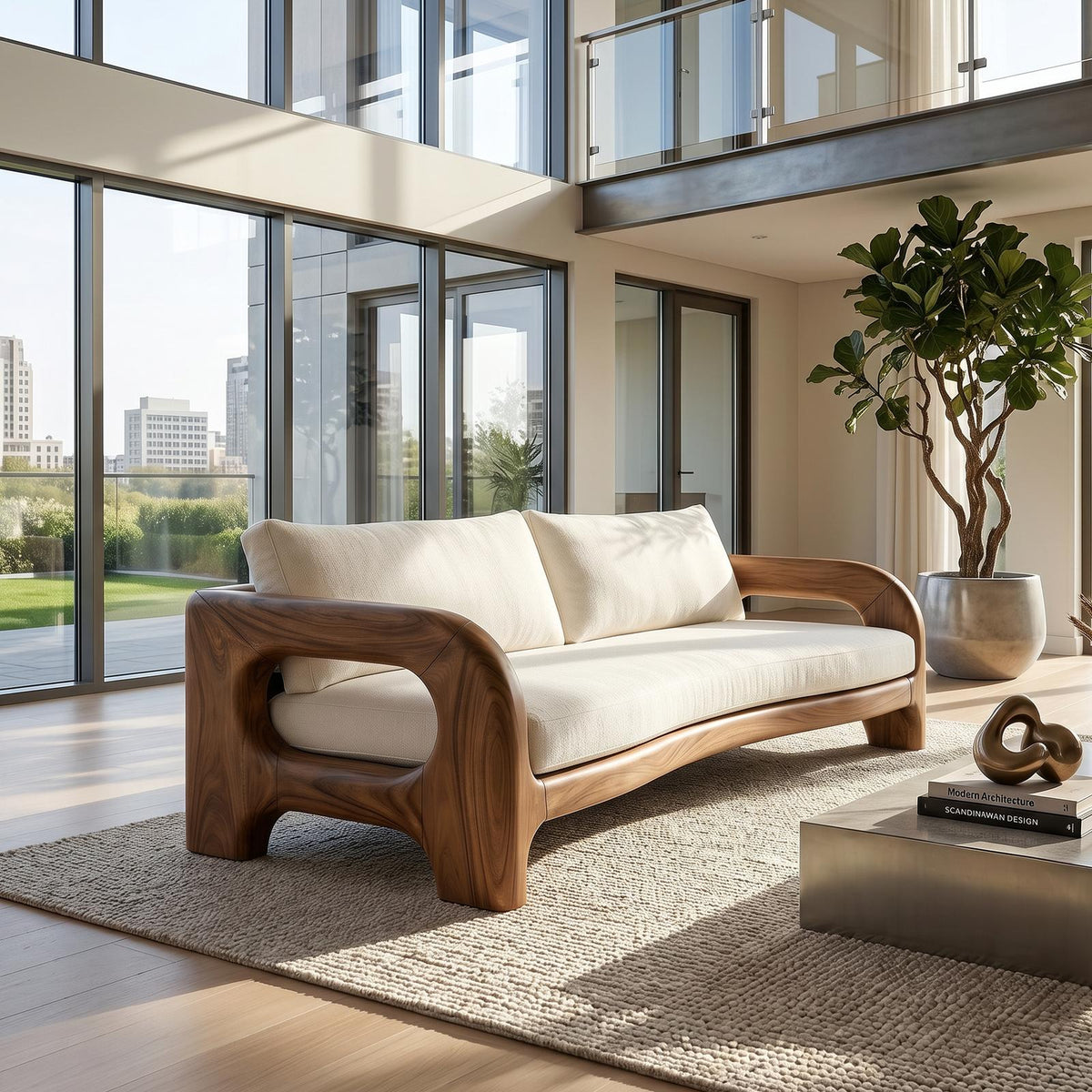 Contemporary Solid Wood Sofa With Architectural Frame For Modern Home SILDTTRSFA013