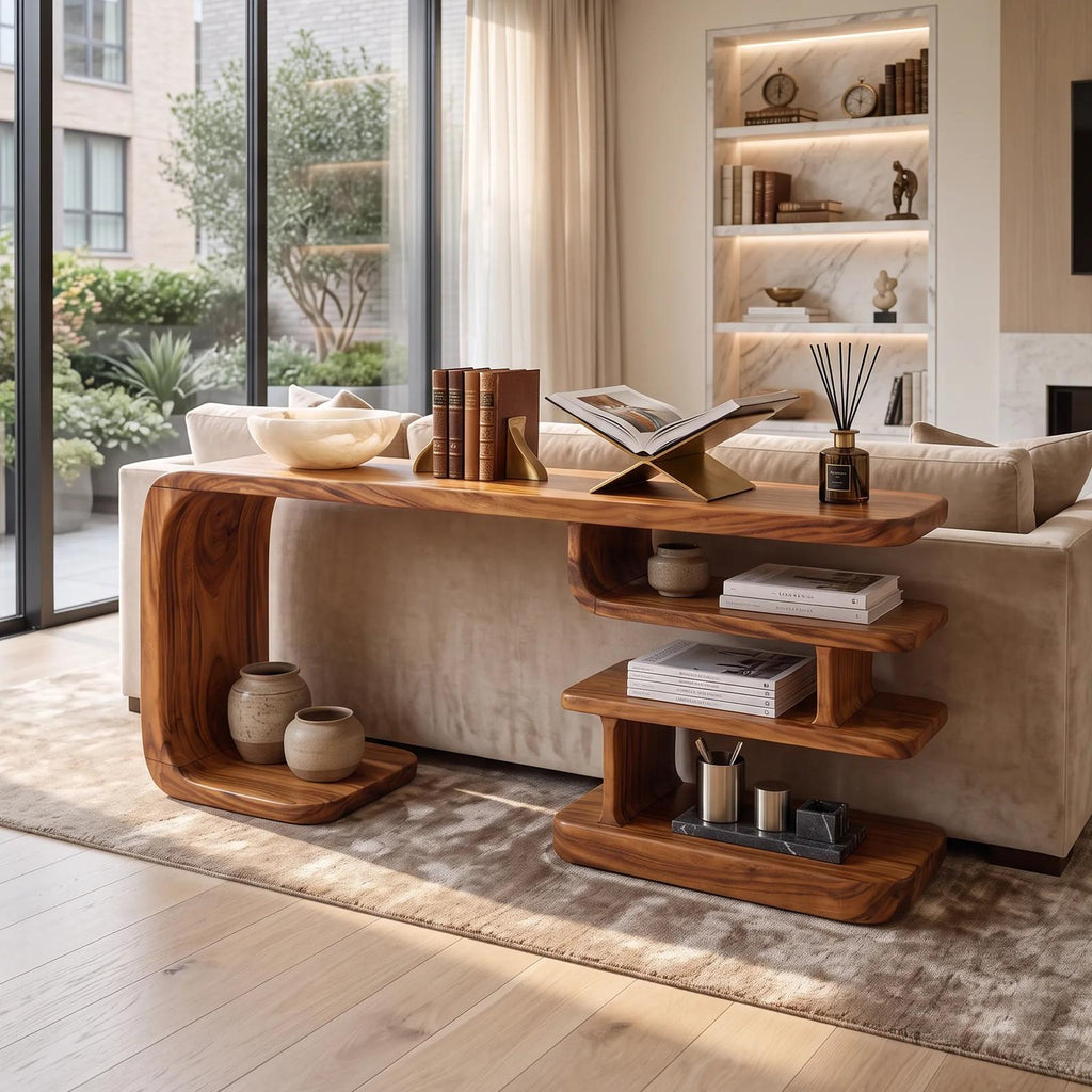 Contemporary Layered Shelf Console For Living Room SILDTTNCS189