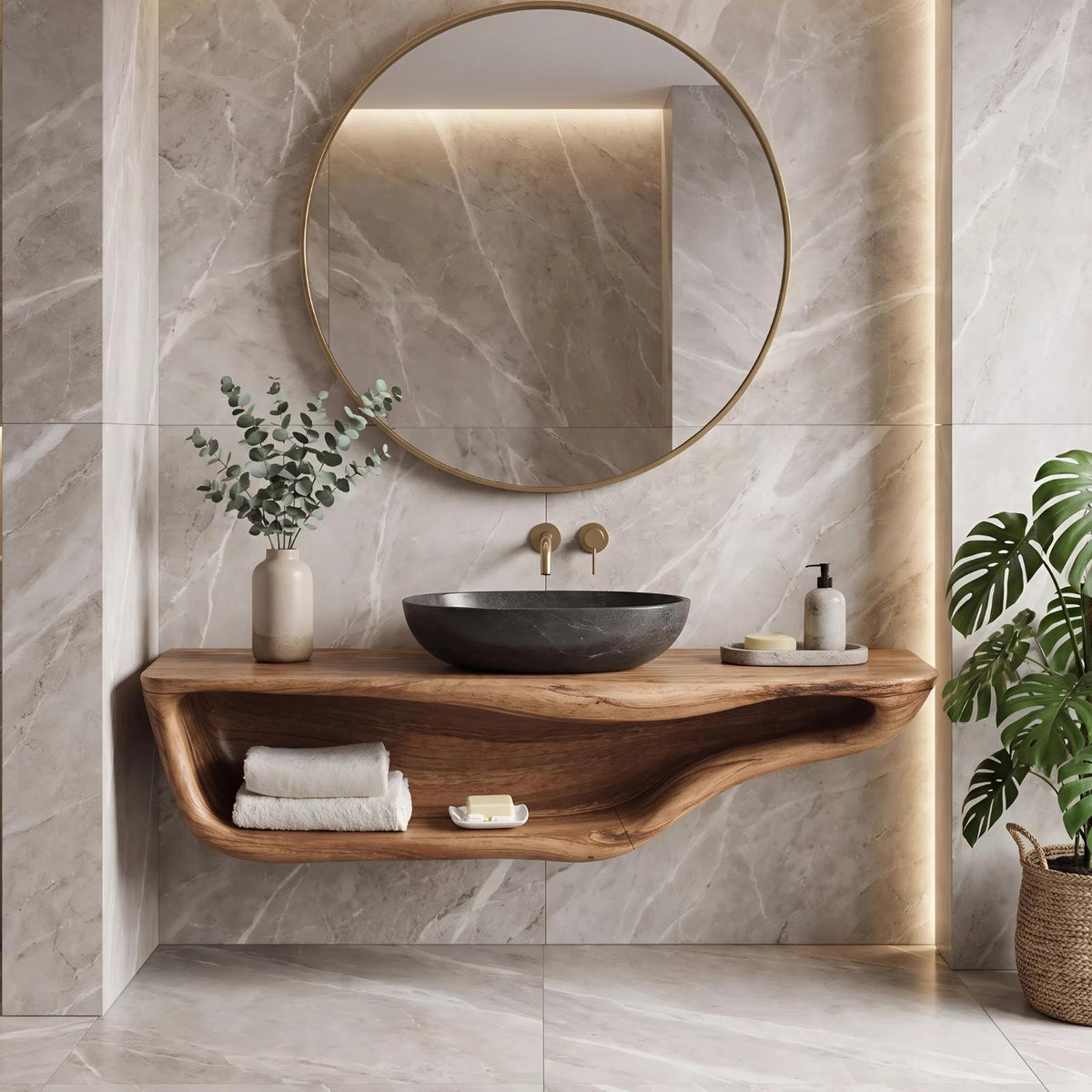 Handcrafted Live Edge Vanity For Custom Bathrooms SILDTTNBAS005