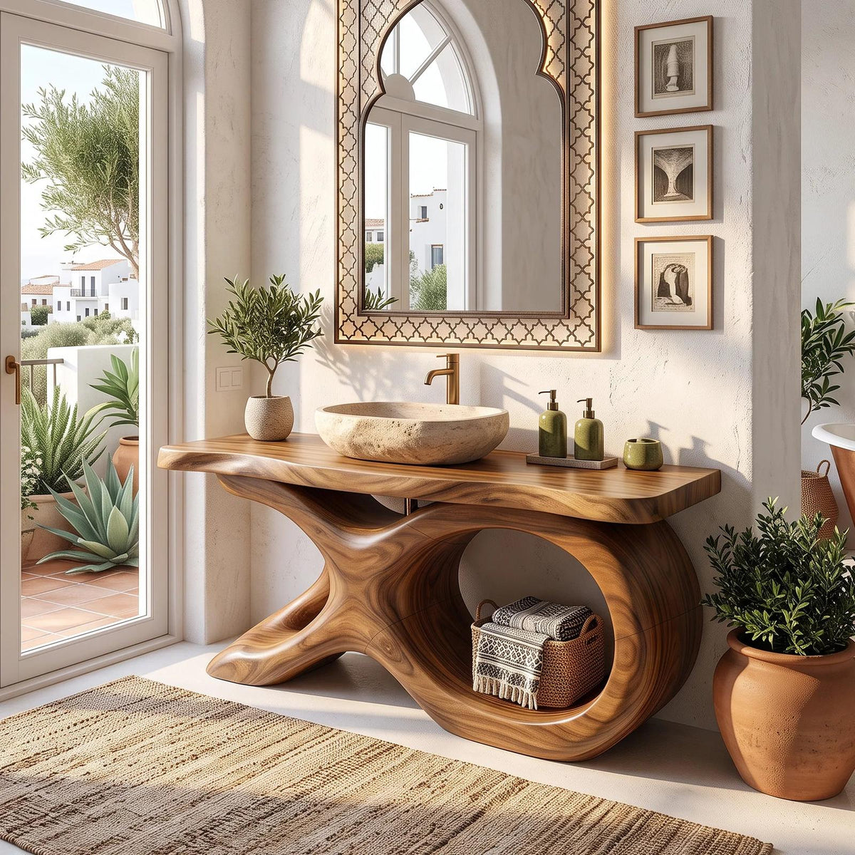 Mediterranean Bathroom Vanity Cabinet Luxury Villa