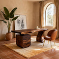 Contemporary Home Office Desk, Handcrafted Solid Wood Writing Computer Table for Artistic Living Room
