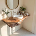 Farmhouse Bathroom Vanity, Handcrafted Solid Wood Sink Stand with Open Storage Shelf for Rustic Bathroom Remodel