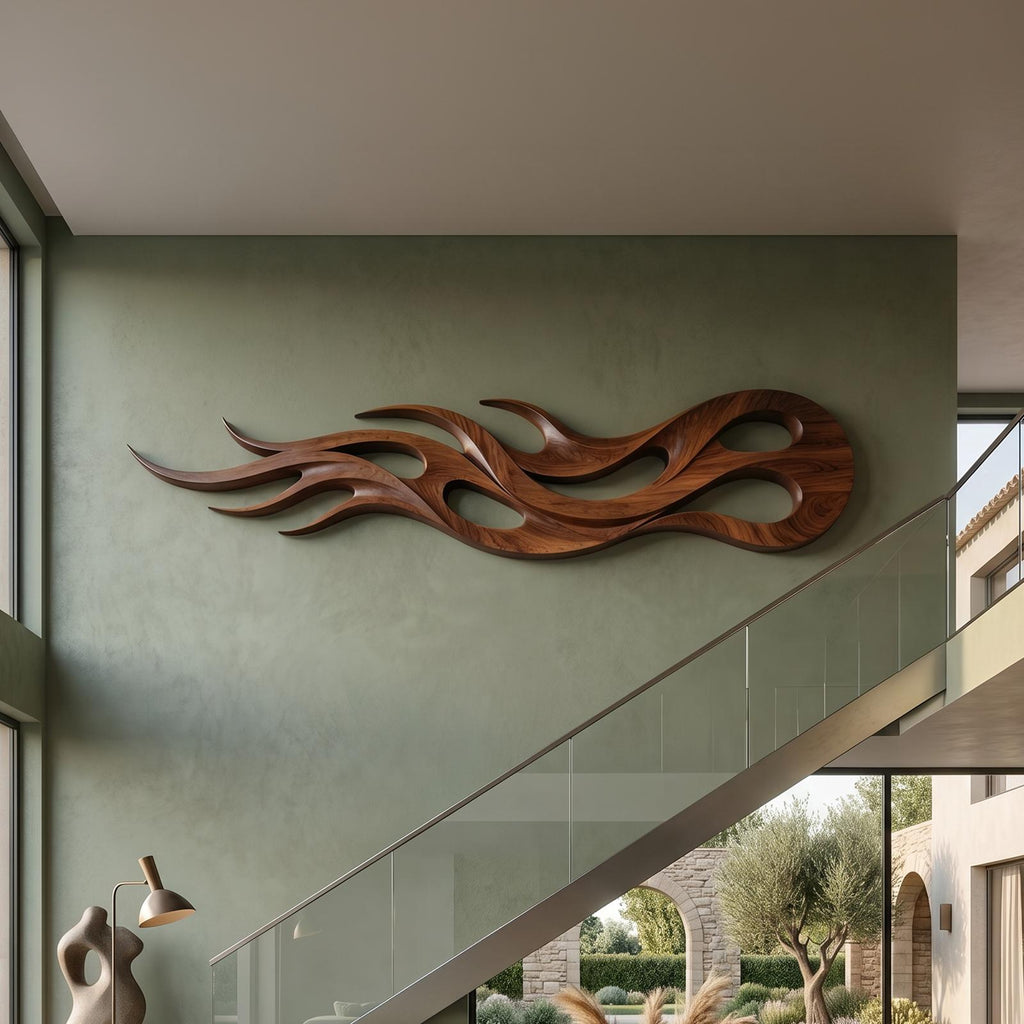 Modern Abstract Figure Wood Wall Art, Silhouette Art Panel Decor for Reception Area, Office Lobby and Lounge