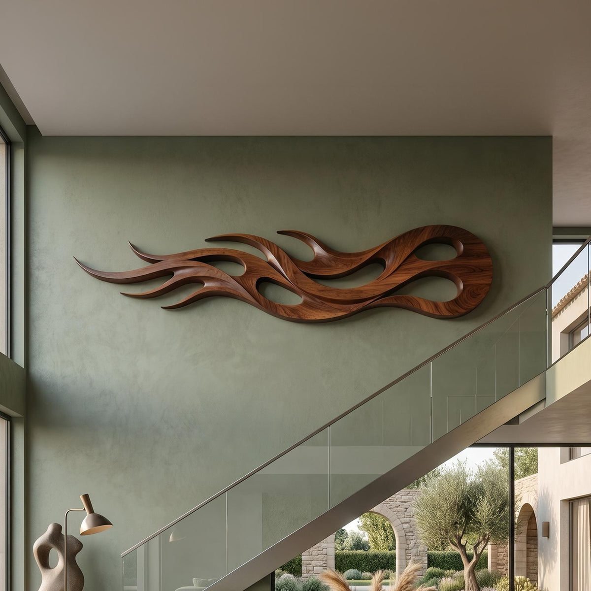 Modern Abstract Figure Wood Wall Art, Silhouette Art Panel Decor for Reception Area, Office Lobby and Lounge