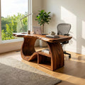 Mid Century Writing Desk, Handcrafted Solid Wood Computer Desk & Workstation for Refined Home Office