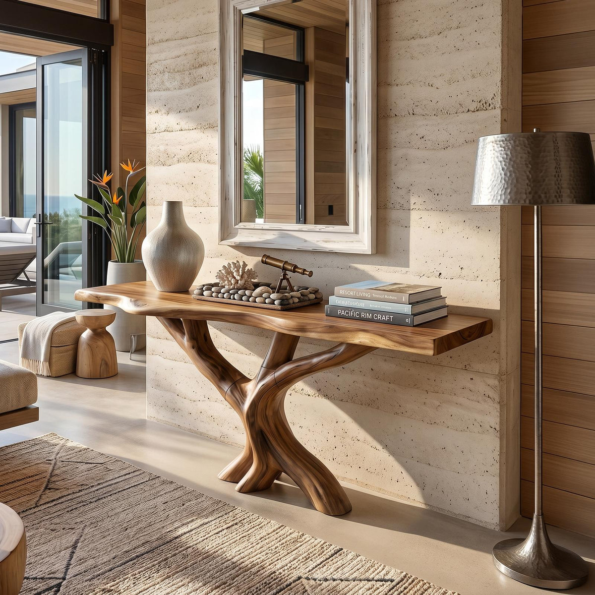Organic Coral Base Console Table Luxury Beach House